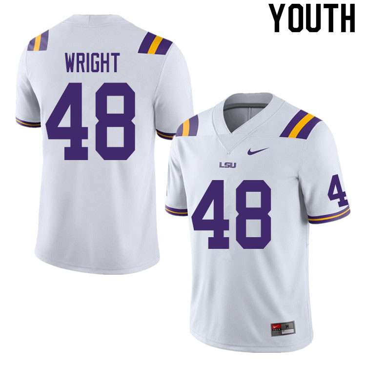 Youth #48 Sloan Wright LSU Tigers College Football Jerseys Sale-White